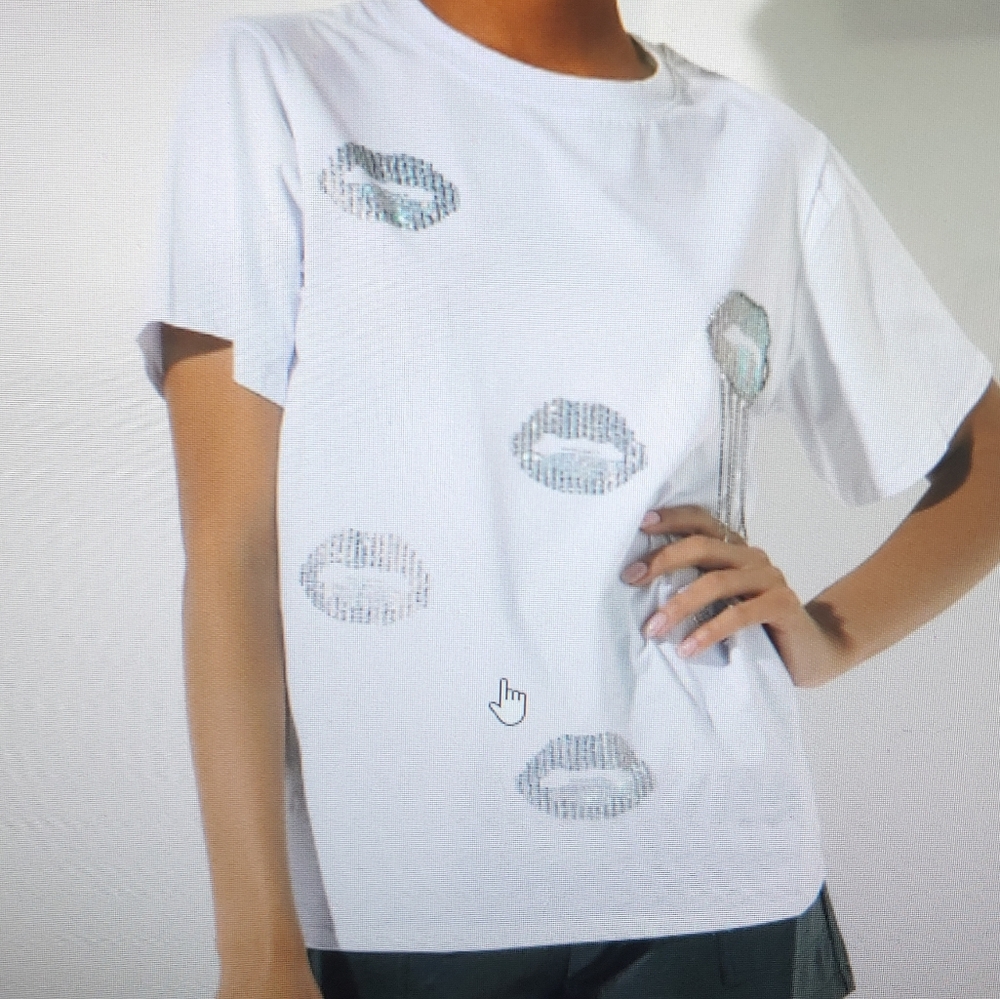 Top with Rhinestone Lips
